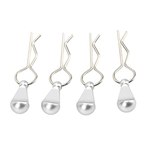 RC Car Body Clips with Pull Tabs Durable Stainless Steel and Aluminum Alloy Upgrade Parts for 1/8 and 1/10 Remote Control Cars 4Pcs Silver 34x12mm (Silver) - color: Silver