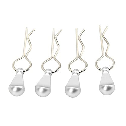 RC Car Body Clips with Pull Tabs Durable Stainless Steel and Aluminum Alloy Upgrade Parts for 1/8 and 1/10 Remote Control Cars 4Pcs Silver 34x12mm (Silver) - color: Silver