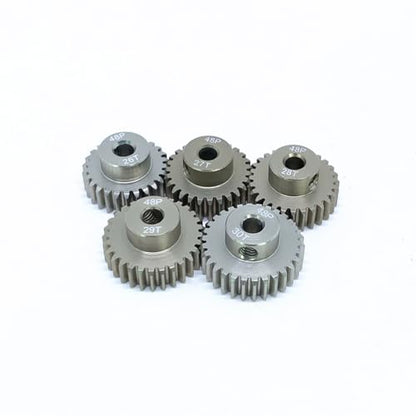 KingVal Replacement 5PCS 48DP 3.175mm 26T 27T 28T 29T 30T Aluminium Pinion Motor Gear Combo Compatible with 1/10 RC Car Brushed Brushless Motor - size: 26-30T