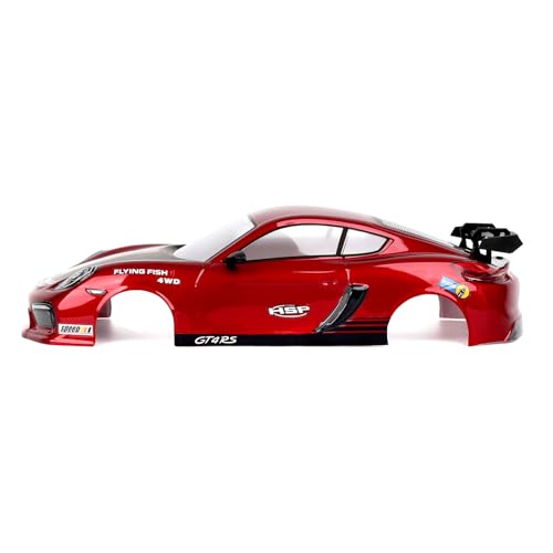 HSP RC Body Shell for HSP Redcat Exceed 1/10 Scale 4wd On Road Racing Drift RC Car with Stickers and Rear Wing Red
