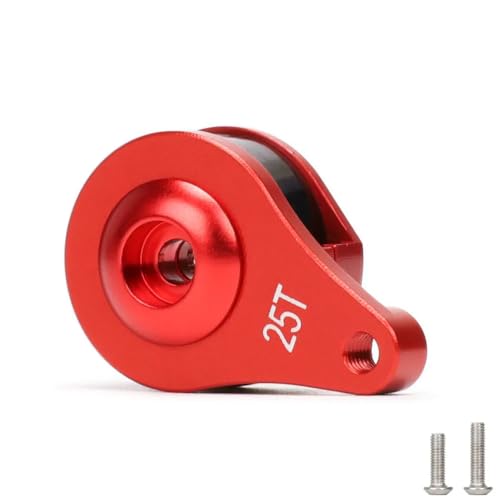 2 Sets Aluminum 25T Servo Saver 1 Hole Adjustable Hi-Torque Servo Horn for 1/10 SCX10 Capra TRX4 TRX6 RC Car Crawler Boat Parts (Red) - color: Red