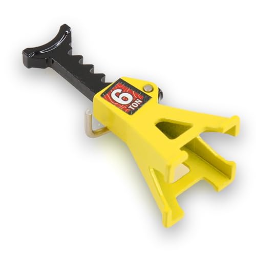 4pcs 1/24 RC Scale Metal Mini Toy Jack Stands for Simulation Compatible with 1/18 and 1/24 RC Crawler Cars SCX24, AX24, TRX4M, FCX24 (Yellow) - color: Yellow