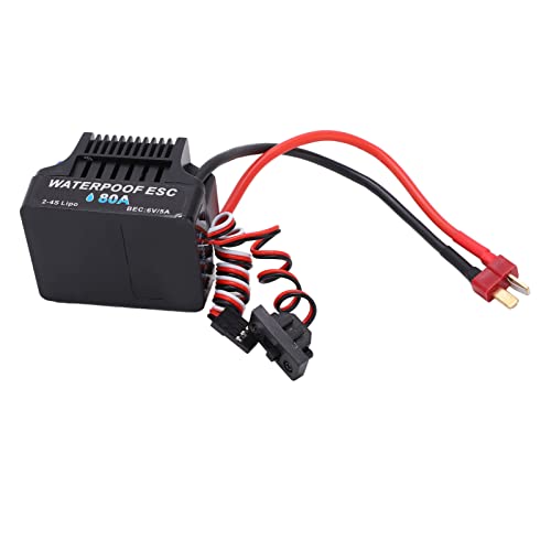 RC 80A Brushless ESC with Smooth Accelerator Linearity, 2 to 4S Water proof Speed Controller for 1/8 RC Car Truck, Inbuilt Efficient Sbec, Multiple Features