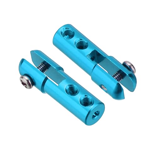 MECCANIXITY 2Pcs Metal Clevis M2 Thread Aluminum Alloy Clevis Servo Horn Tie Rod Chuck Connector with Screws for RC Airplane Car Helicopter Model Replacements,Blue - color: Blue