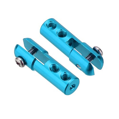 MECCANIXITY 2Pcs Metal Clevis M2 Thread Aluminum Alloy Clevis Servo Horn Tie Rod Chuck Connector with Screws for RC Airplane Car Helicopter Model Replacements,Blue - color: Blue