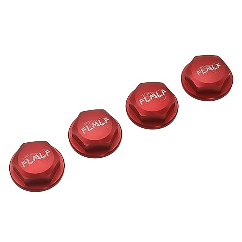 24mm CNC Metal Wheel Tire Adapter Front Rear Tyre Nut Cap 4pcs (Red) | for 1/5 Scale TRAXXAS X-MAXX XMAXX 6S 8S Truck Rc Car Racing Toys Parts - color: Red