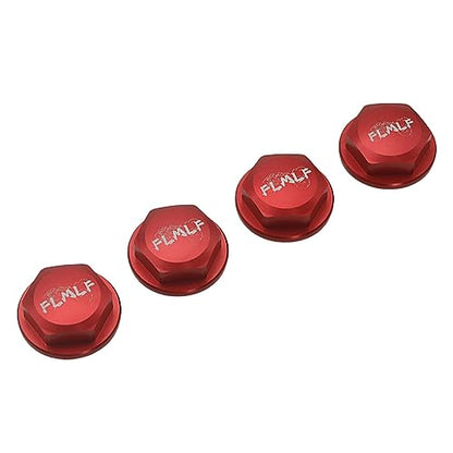 24mm CNC Metal Wheel Tire Adapter Front Rear Tyre Nut Cap 4pcs (Red) | for 1/5 Scale TRAXXAS X-MAXX XMAXX 6S 8S Truck Rc Car Racing Toys Parts - color: Red