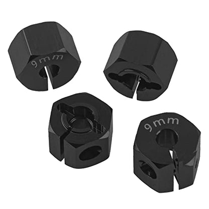 Aluminum Alloy 12mm Wheel Hex Hub Drive Adapters with Pins Screws Compatible with Axial SCX10 HSP HPI Tamiya Redcat 1/10 RC Crawler Car (9mm, Black) - color: Black, size: 9mm