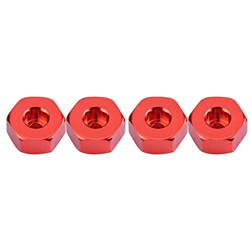 RC Hex Hub Adapter, 4 Pcs Aluminum Alloy 6mm to 12mm Wheel Adapter for RC Trucks Buggies Crawlers Off-Road Racing and Hobbyist Projects (Red)