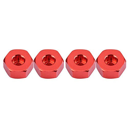 RC Hex Hub Adapter, 4 Pcs Aluminum Alloy 6mm to 12mm Wheel Adapter for RC Trucks Buggies Crawlers Off-Road Racing and Hobbyist Projects (Red)