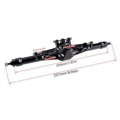 CNC Aluminum Rear Axle Assembly for 1/10 RC Crawler, Metal Axle Housing Upgrade Part for H10 RC Crawler (Black/Silver) (Black) - color: Black