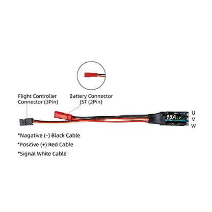 FLYCOLOR 15A ESC RC Brushless Motor Electric Speed Controller | Built-in 5V/2A BEC Support 2S-4S LiPo Battery for Radiolink A560 RC Airplane
