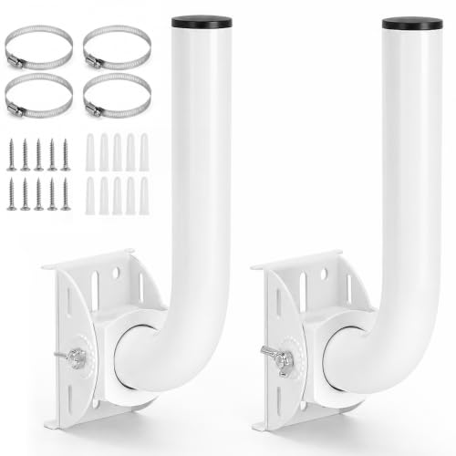 QWORK Universal Wireless Bridge Bracket Mount, 2-Pack 150° Adjustable Antenna J-Pole Mount for Outdoor Access Point, CPE, Client Bridge – Wall & Pole Mounting Kit with Hardware