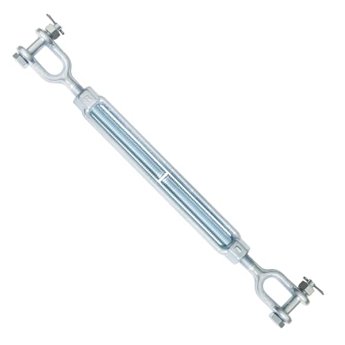 5/8" Jaw Jaw Turnbuckle Galvanized Jaw and Jaw Turnbuckle, Jaw Jaw Closed Body Marine Turnbuckle Jaw, 5000lbs Working Load Limit, Durable for Wire Rope Cable (5/8" x 9") - style: Jaw & Jaw-5/8 x 9
