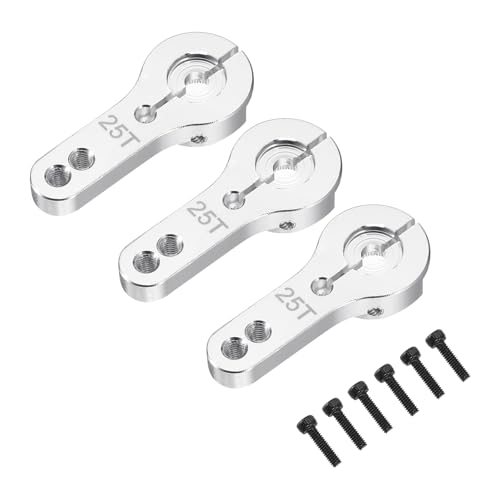 MECCANIXITY 3 Pcs Aluminum Alloy 25T Steering Servo Arm Horn for DIY RC Car/Boat/Airplane Boat Accessories, Silver - color: Silver