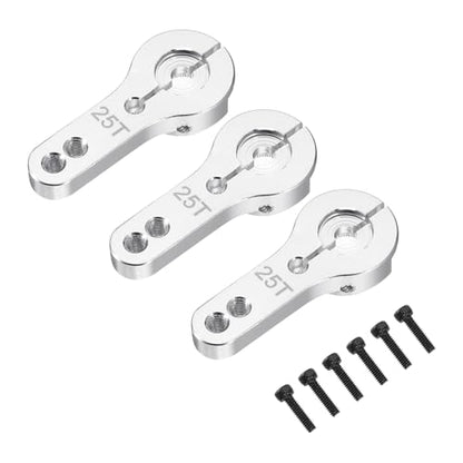 MECCANIXITY 3 Pcs Aluminum Alloy 25T Steering Servo Arm Horn for DIY RC Car/Boat/Airplane Boat Accessories, Silver - color: Silver