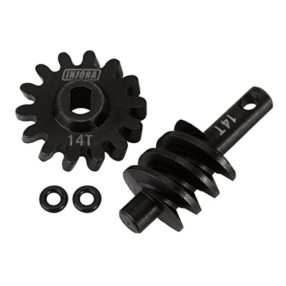 INJORA Overdrive Differential Axle Steel Gears 14T Worm Gears Upgrade Parts for AX24 SCX24 C10 JLU Gladiator Bronco Deadbolt Axial 1/24 RC Crawler Car - size: 14T