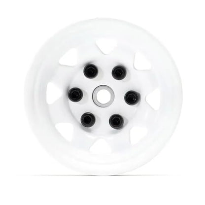 4PCS 1.55 inch Metal Beadlock Wheel Hub RC Car Aluminum Alloy Wheel Rim Compatible with 1/10 RC Crawler Car Model D90 TF2 Tamiya CC01 CC02 LC70 LC80 (White) - color: White