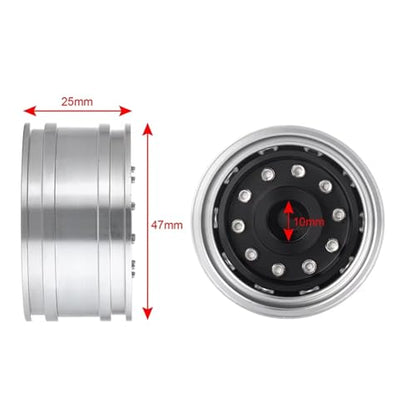 RC Car Assortment for Tamiya 1/14 RC Truck Trailer Cargo for Climbing Car Front Wheel Hub Aluminum Alloy 10 Spokes Rims(2PCS) - size: 2PCS