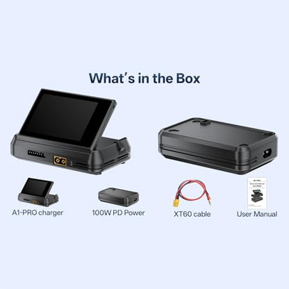 EV-Peak A1PRO LiPo Battery Charger, 200W 10A RC Balance Charger/Discharger with Touch Screen for 1S-6S LiPo, LiHV, LiIon, Life, NiMH, NiCd and Pb Batteries for FPV,RC Car,Drone