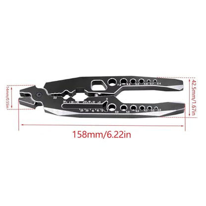 Metal Multi-function Shock-absorbing Tool Pliers For 1/10 1/8 RC Crawler Car Ball Nose Pliers Suspension Lever Tool RC Car Accessories(Black) - color: Black