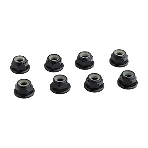 8PCS Flange M4 Lock Nuts Serrated Nylon Self-Tightening Aluminum M4 Wheel Hardware for Axial HPI TLR ECX Model RC Car Vehicles Upgraded Replacement Parts (Black) - color: Black