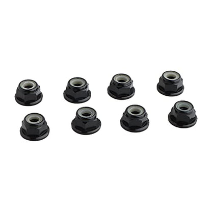 8PCS Flange M4 Lock Nuts Serrated Nylon Self-Tightening Aluminum M4 Wheel Hardware for Axial HPI TLR ECX Model RC Car Vehicles Upgraded Replacement Parts (Black) - color: Black