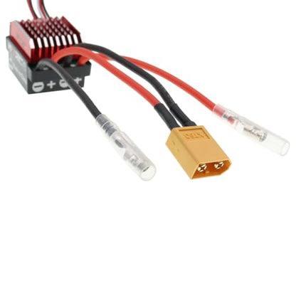RC Car 60A Brushed ESC Electric Speed Controller 6V/2A BEC Compatible with Traxxas TRX4 TRX6 D90 HSP Tamiya Redcat Axial SCX10 HPI 4WD Truck 1/10 RC Truck Car Crawler (XT60 Plug Without Fan) - style: XT60 Plug without Fan