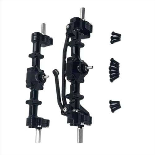 Rc Crawlers Axles Compatible With WPL C14 C24 C34 B14 B24 RC Car Upgrade Part Accessories Front Rear Portal Bridge Axle Differential Assembly Kit(Black) - color: Black
