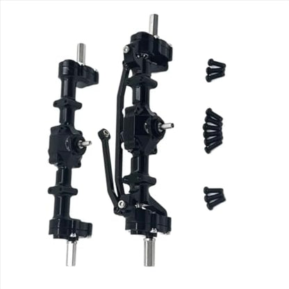 Rc Crawlers Axles Compatible With WPL C14 C24 C34 B14 B24 RC Car Upgrade Part Accessories Front Rear Portal Bridge Axle Differential Assembly Kit(Black) - color: Black