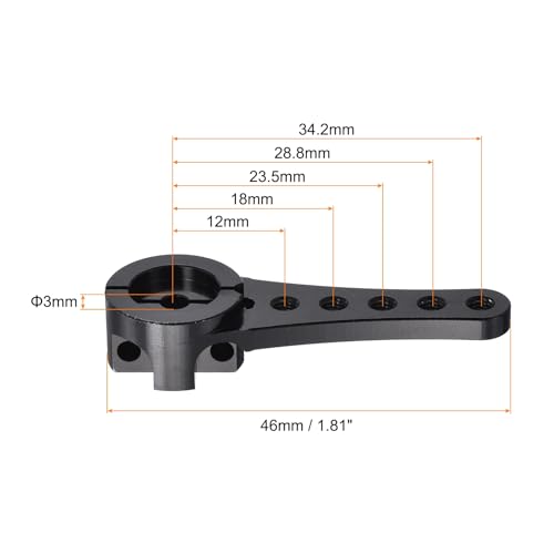 MECCANIXITY 3 Pcs Aluminum Servo Horn Long 25T Steering Arm 46mm Length Black Suitable for DIY RC Car/Boat/AirplanesBoat Model Accessories with M2.5 Screws - color: Black