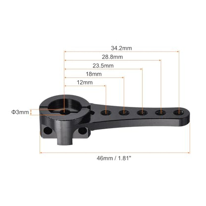 MECCANIXITY 3 Pcs Aluminum Servo Horn Long 25T Steering Arm 46mm Length Black Suitable for DIY RC Car/Boat/AirplanesBoat Model Accessories with M2.5 Screws - color: Black