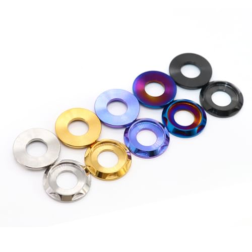 GR5 (Ti-6Al-4V) Titanium Alloy CNC Carved Fancy Washers 4 Pack Suitable for Fancy Screws and Other Uses M5 M6 M8 M10 (Black, M8=4pcs) - color: black, size: M8=4pcs