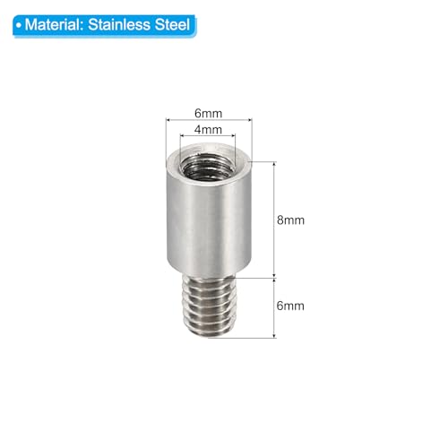 PATIKIL 24pcs M4 Standoffs, M4 8+6mm Spacer Standoffs Steel Threaded Standoffs Screws Kit 4mm ID 6mm OD Metric Male Female Thread Adapters for Circuit Board PCB RC Drones Motherboard - size: 8+6mm L