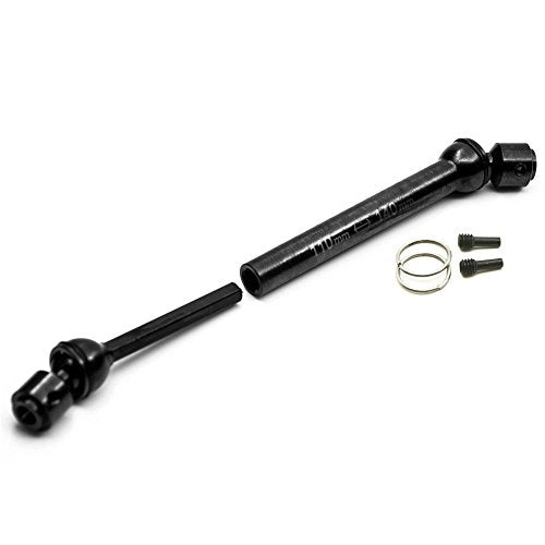 2Pcs RC Drive Shaft Hard Steel Driveshaft Front Rear Center Drive Shaft Dogbone Compatible with 1/10 Tra-xxas TRX4 Bronco Defender RC Crawler Car Upgrades (88-115mm & 110-140mm, Black)