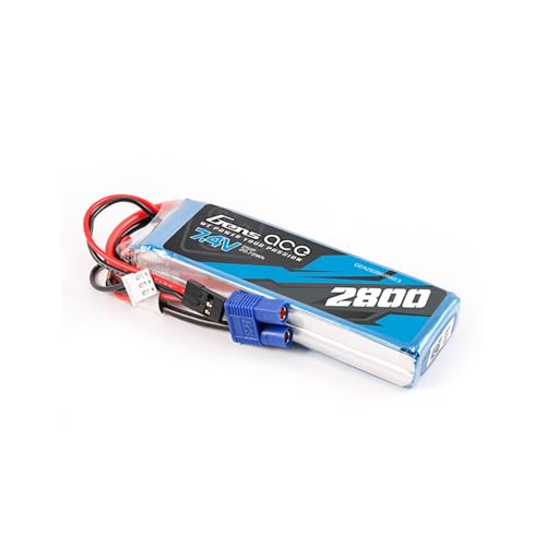 Gens ace 2800mAh 2S1P 7.4V RX Lipo Battery with EC3 & JR Plug(4Pcs)