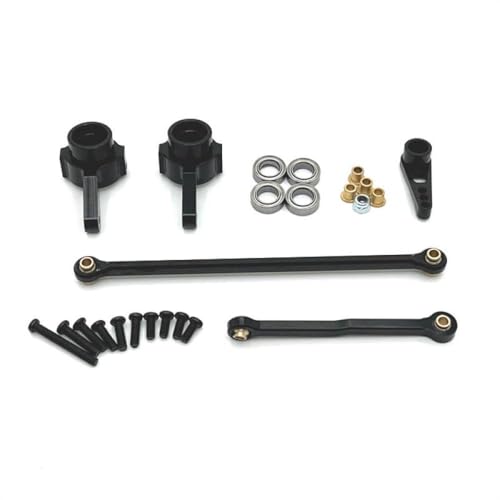COMODO RC Crawler Steering Link Rod Set 1/12 Scale Metal Servo Arm Steering Cup Compatible with MN D90 MN99S MN78 MN82(Black) - color: Black
