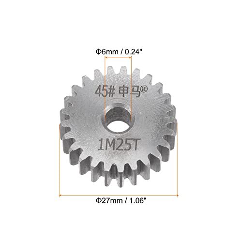 HARFINGTON Straight Spur Gear 6mm Bore 25T Mod-1 Hardened 45# Steel Spur Diff Differential Motor Gear RC Car Replacement Parts - style: 25T
