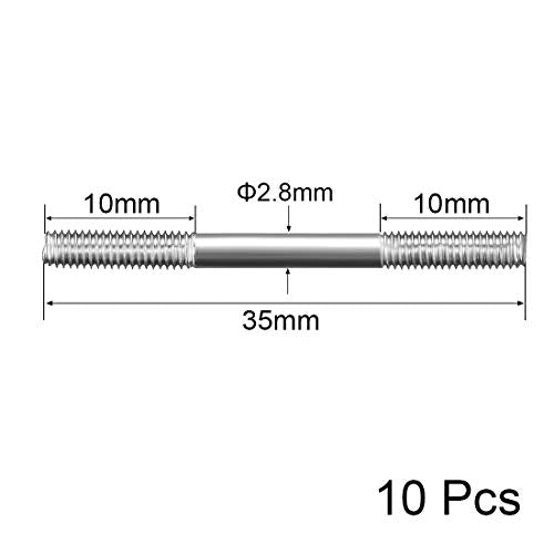 uxcell M3x35mm Pushrod Connector Stainless Steel Rod Linkage,for RC Boat,Car,Airplane,Helicopter,10pcs - size: M3x35mm