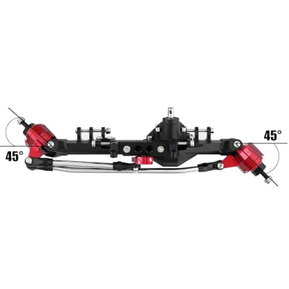 1/10 RC Crawler All Metal Front and Rear Portal Axle for Axial Capra 1.9 UTB Buggy F9 CNC Machined 7075 Aluminum Integrated (Red) - color: Red