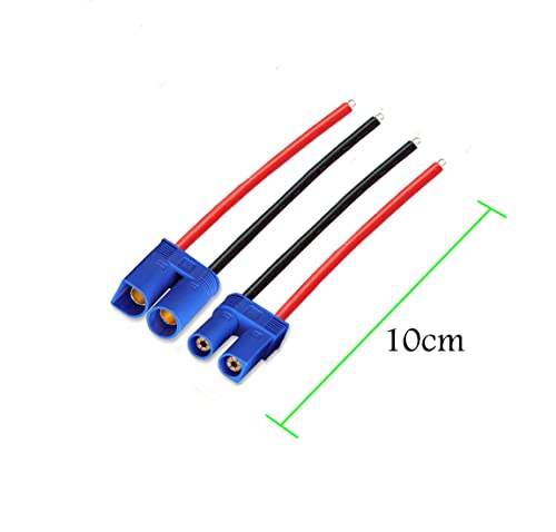 5 Pairs EC3 Male Female Banana Connector with 14AWG Silicone Wire 10cm RC Hobby Lipo Battery(Pack of 5) - size: EC3 cabel