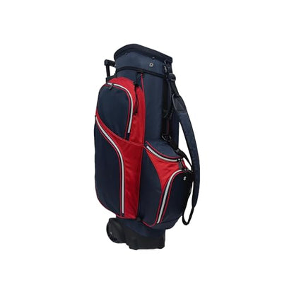 RJ Sports Spinner X Transport Wheeled Golf Cart Bag - color: Red/White/Navy