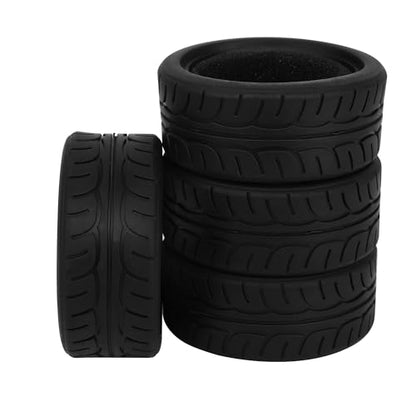 4pcs RC 1/10 On Road Slick Tire Rubber Tyre Fit for 1:10 Touring Drift Car HSP Tamiya HPI Kyosho Flating Car (2.52"x1.05" (64mm*26mm)) - size: 2.52"x1.05" (64mm*26mm)