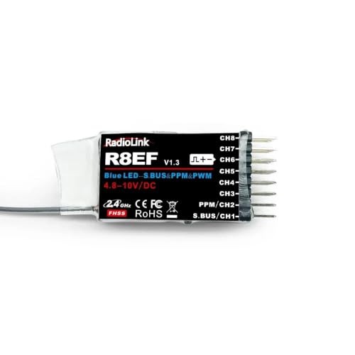 2.4GHz RC Receiver 4-12CH SBUS PPM PWM, DSSS FHSS Anti-Interference RSSI Telemetry Gyro Waterproof, Fits AT10II T8FB RC6GS for FPV Drone RC Car (R8EF) - style: R8EF