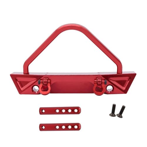 for MN128 Metal Front Rear Bumper with Tow Hitch Shackles Winch Hole 1/12 RC Crawler Upgrade Parts Replacement Car Accessories RC Repair Parts(Red,Front) - color: Red, size: Front