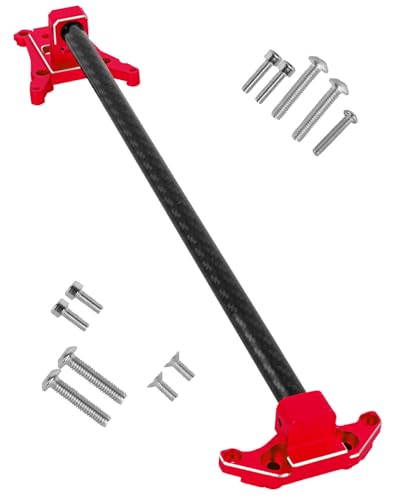 RC Carbon Fibre& Aluminum #6730 Chassis Brace Kit Upgrades Part for 1/10 Slash 4X4 LGG (VXL),Rustler 4WD (VXL) Heavy Duty Chassis Brace Hops Up.Red - color: Red ( for 1/10)