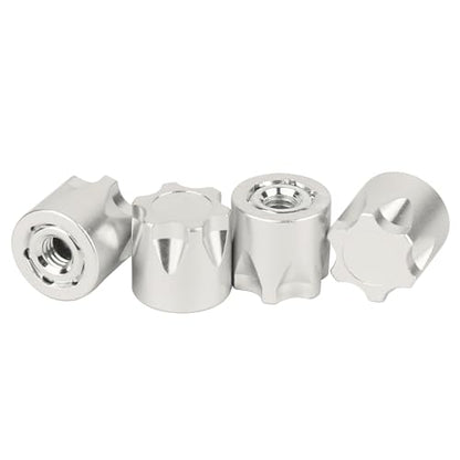 4PCS Aluminium Wheel Rim Center Cap M4 Nuts with Tool for 1/10 RC Crawler Axial SCX10 90046 TRX4 TRX6 Tamiya Recat RC Crawler Upgrades，Star Shape (Silver) - color: Silver