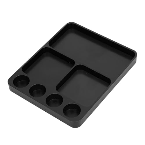 Metal RC Screw Tray, Aluminum Alloy Magnetic Screw Holder Plate for RC Model Toy Repair, with Magnetic Pad Organizer for 1/10 Car Boat Plane (Black)