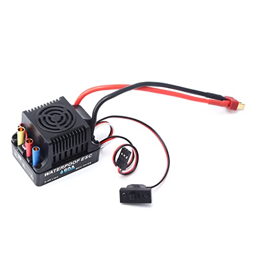 GoolRC 60A Brushless ESC 2-4S Waterproof Electric Speed Controller with 6V 5A BEC T Plug for 1/8 1/10 RC Car