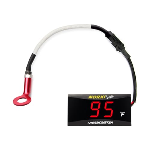 Cylinder Head Temperature Meter Engine Temperature Gauge with 10mm 14mm Probe Sensor Adapter (Red,10mm) - color: Red, size: 10mm